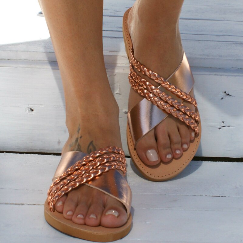 Kvinder sommer strandtøfler udendørs dias flade lave hæle platform kigge tå damer vandresko kvindelige fodtøj zapatos mujer