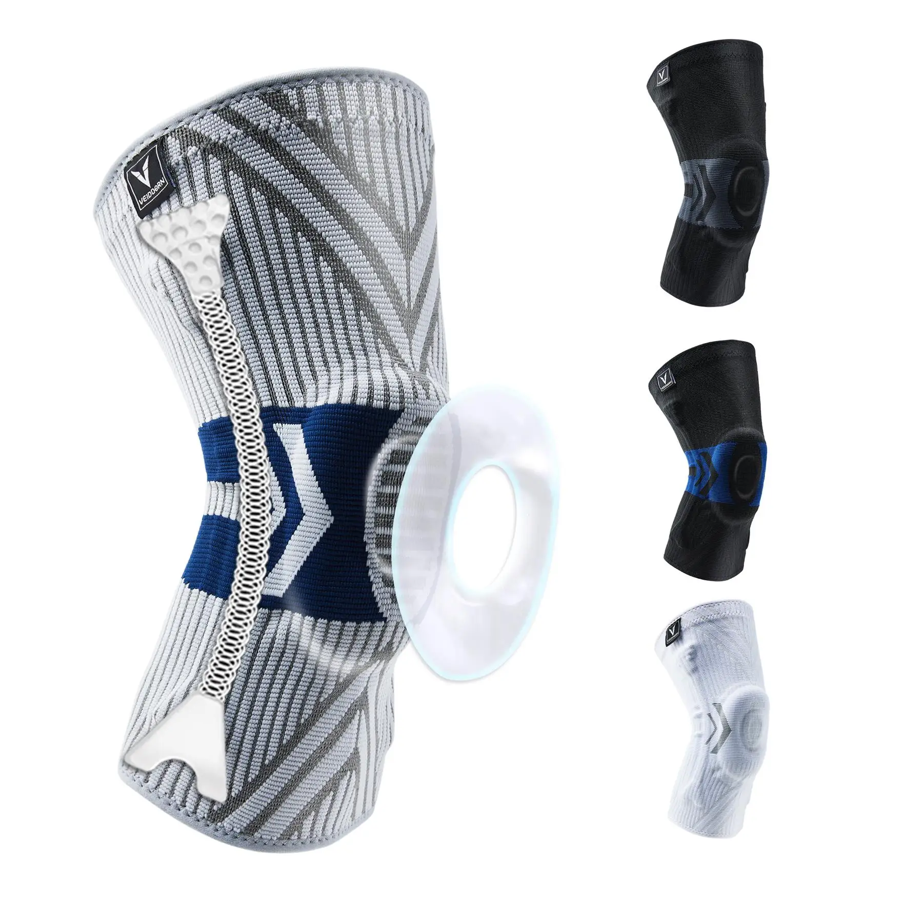 Latest Knee Support for Men Pressurized Elastic Knee Brace with Silicone Spring Basketball Volleyball Knee Pads