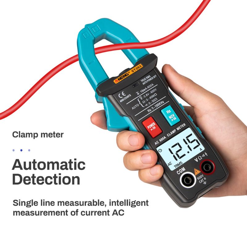 ST203 Digital Clamp Multimeter Ampere 4000 Counts True RMS Amp Current Clamp Meter Voltmeter 600V 600A AC/DC Automatic Range