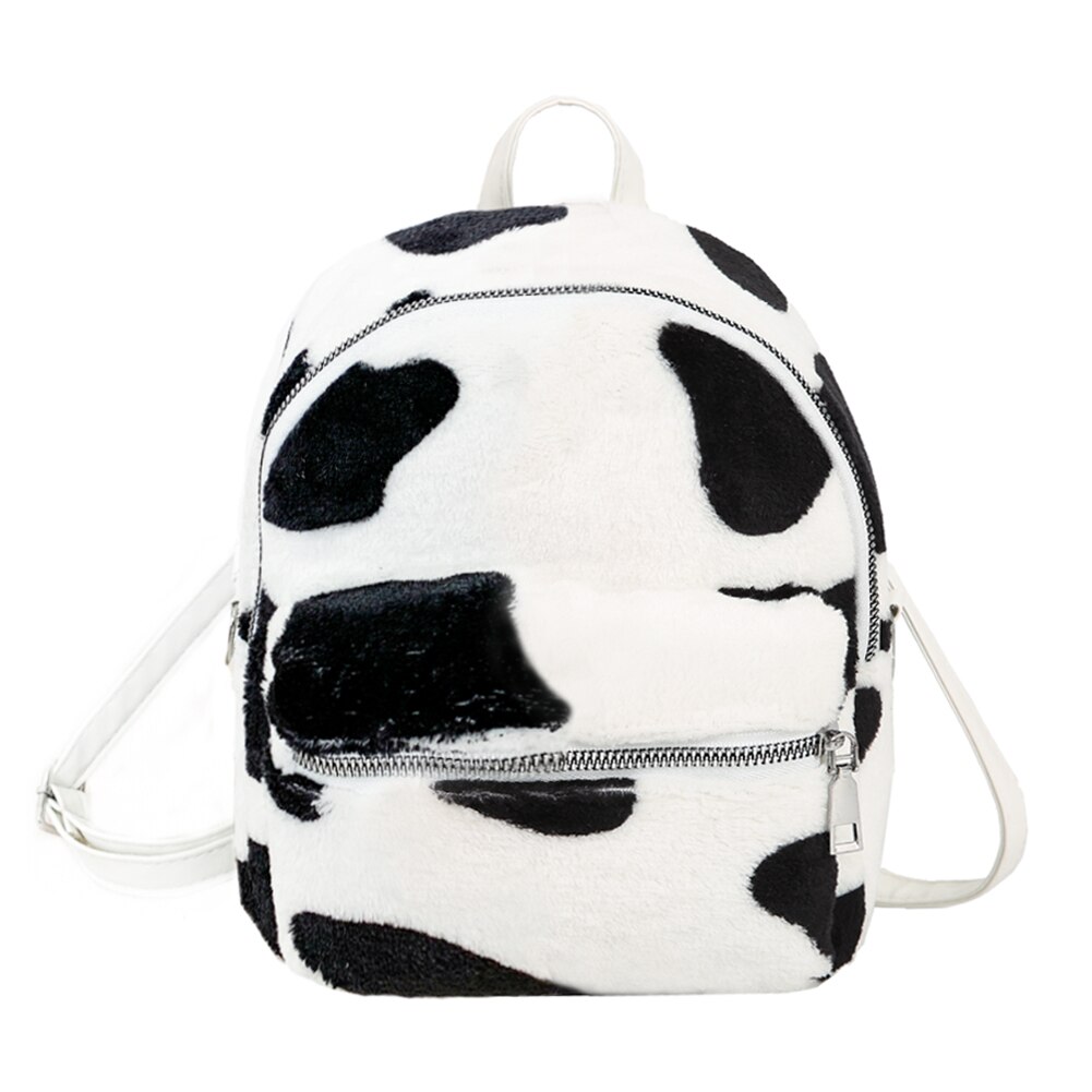 Mode Koe Zebra Gedrukt Schooltassen Vrouwen Meisjes Pluche Mini Schouder Rugzak Vrouwelijke Toevallige Rugzak Rugzak: 2