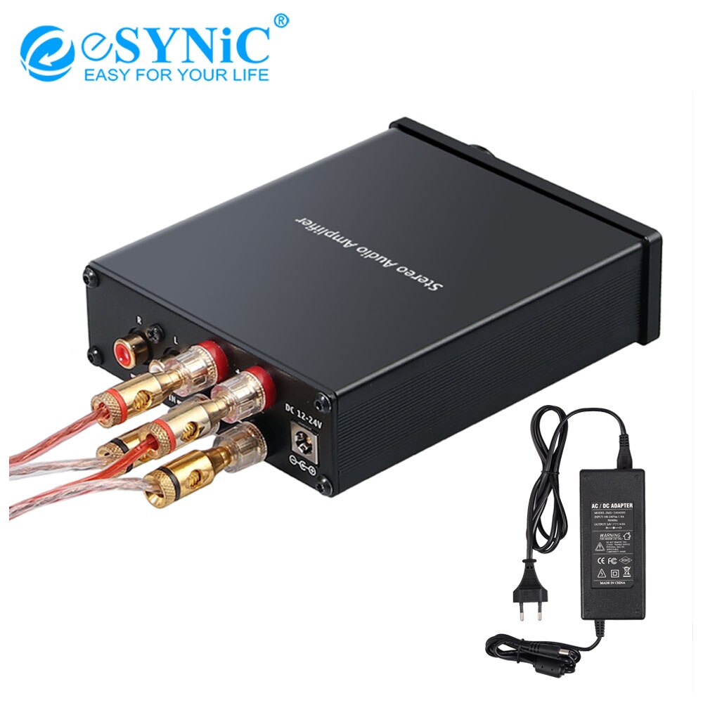eSYNiC 50W+50W 2Channel Stereo Audio Amplifier Hi-Fi Class D Integrated Amp with Bass and Treble Control RCA Analog In Power Amp