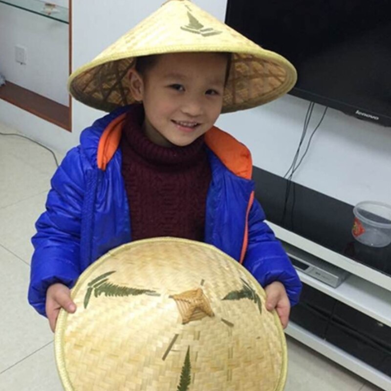 Chinese Style Bamboo Rattan Hats Retro Handmade Weave Straw Hat Tourism Rain Cap Dance props Cone Fishing Sunshade Fisherman Hat