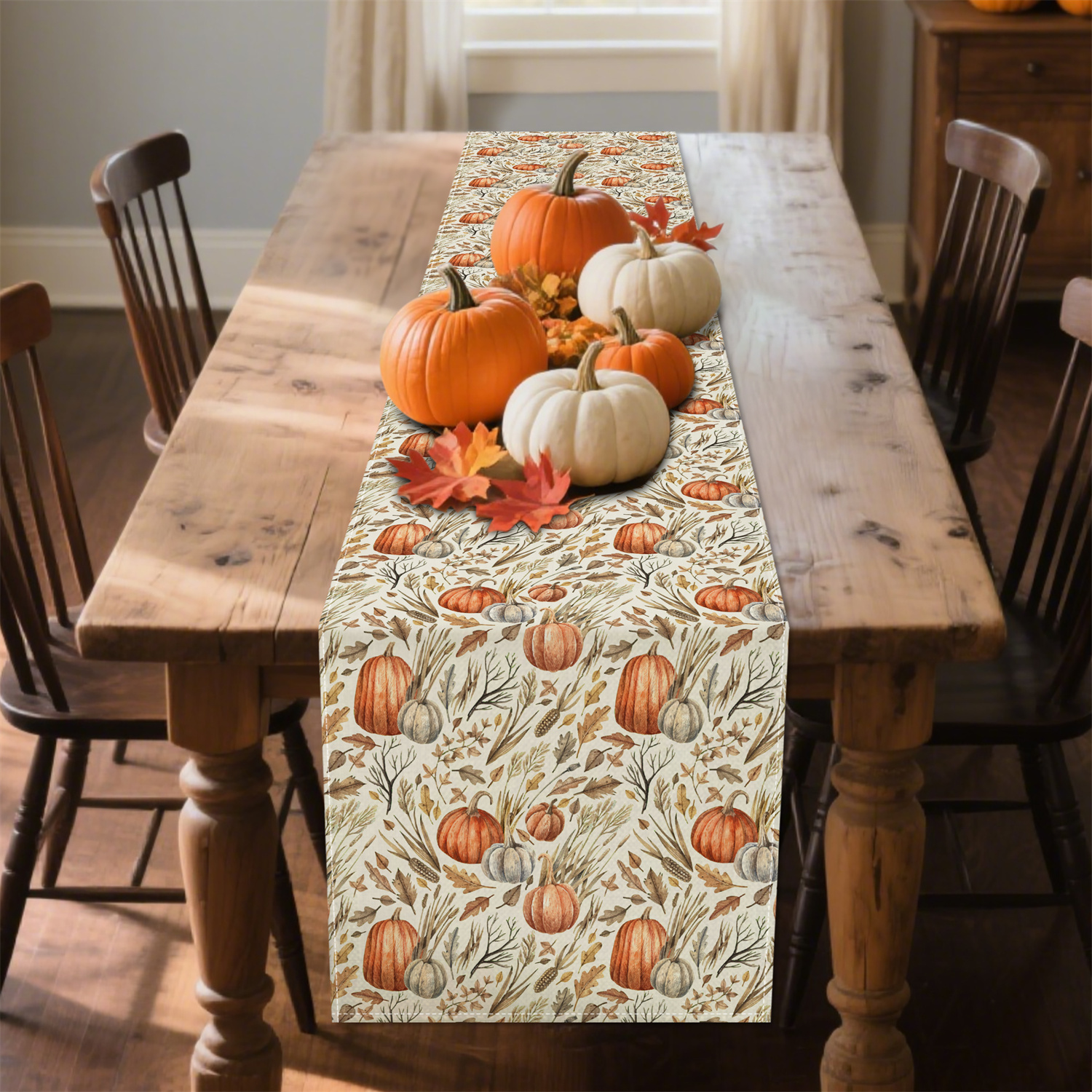 Bordløber halloween græskar efterår hø majs bordløber køkken restaurant hjem dug dekoration efterår thanksgiving pa