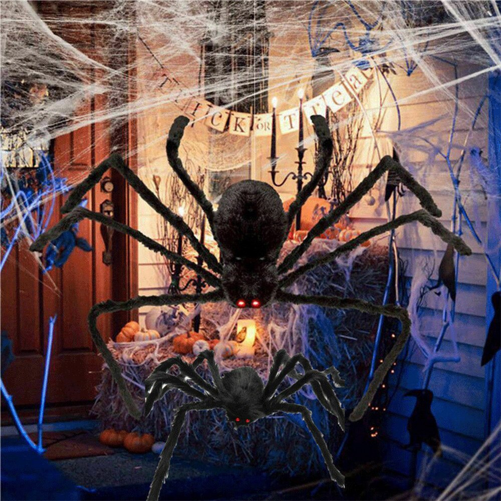 Honji 30/50/75cm araignées en peluche noires et multicolores pour halloween, jouet pour enfants, style amusant pour décoration de fête d'halloween
