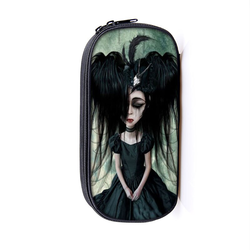 Cartoon Gothic Girls drukuj torby kosmetyczne pojemnik na ołówki kobiety kosmetyczka nastolatek dziewczyna piórnik torba stacjonarna prezent: Dqbb-gete02