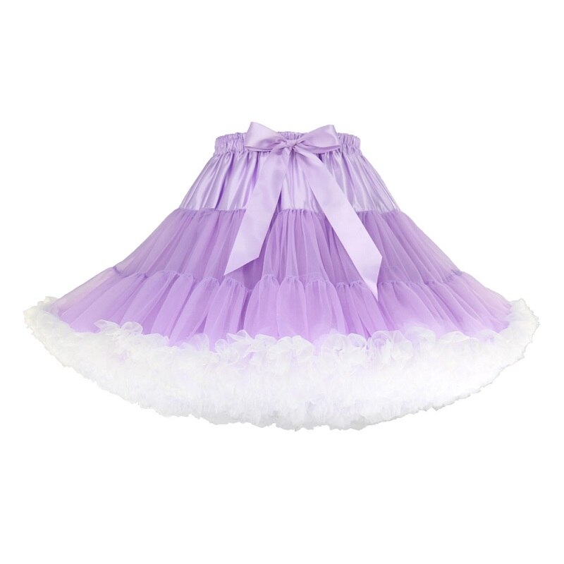 Korte Puffy Cosplay Rode Lolita Petticoat Crinoline Halloween Roze Tule Jurk Onderrok Rockabilly Volwassen Tutu Rok Jupon Femme: Light Purple p White