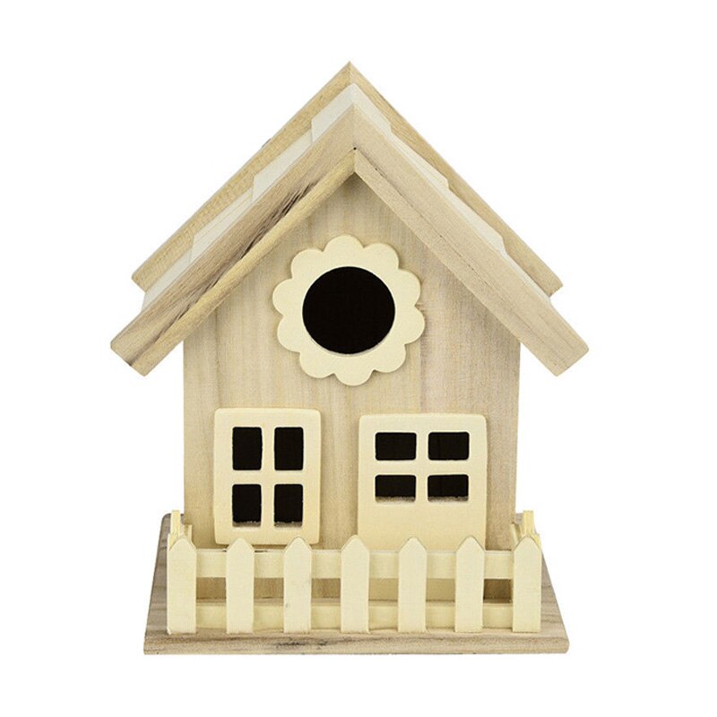 Natural Wood Birdhouse Outdoor Unfinished Wooden Small Bird Nesting House