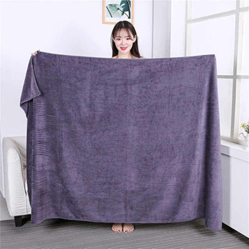 100X200cmSuper thick Microfiber Bath Towels – Super Absorbent, Soft, Fast Drying and Oversized Bath Lines Multip Grey towel: 70x140cm / Pink