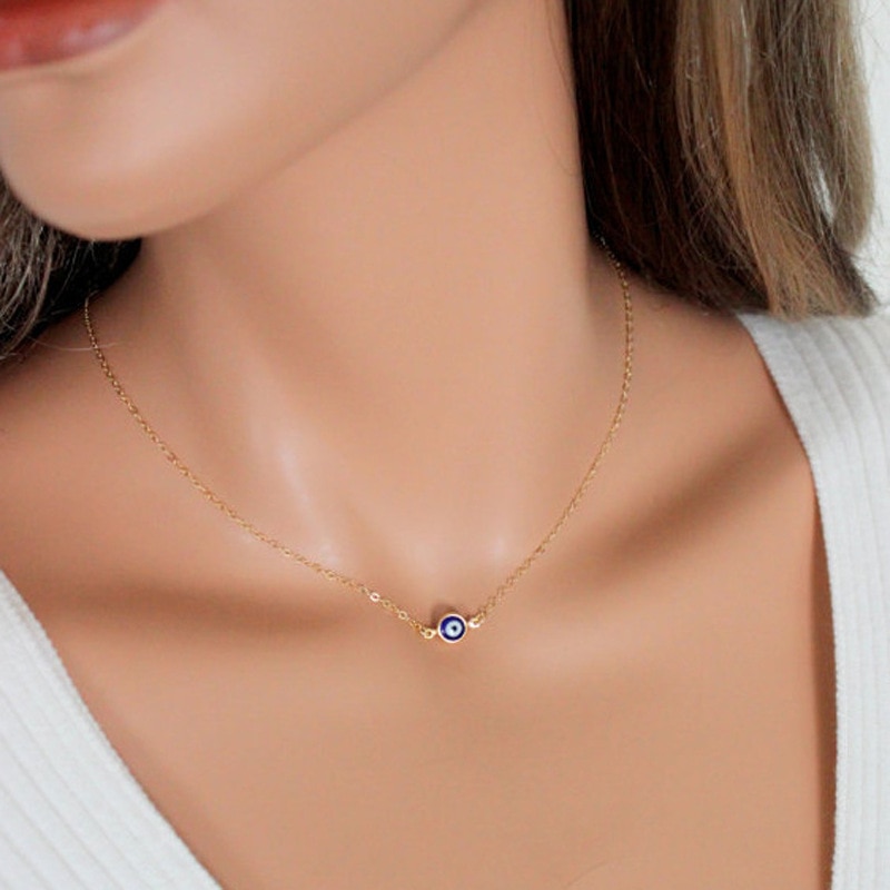 Eenvoudige Turkije Blauwe Ogen Hanger Chokers NecklaceNew Bijoux Maxi Verklaring Kettingen voor Vrouwen Collier Mode-sieraden