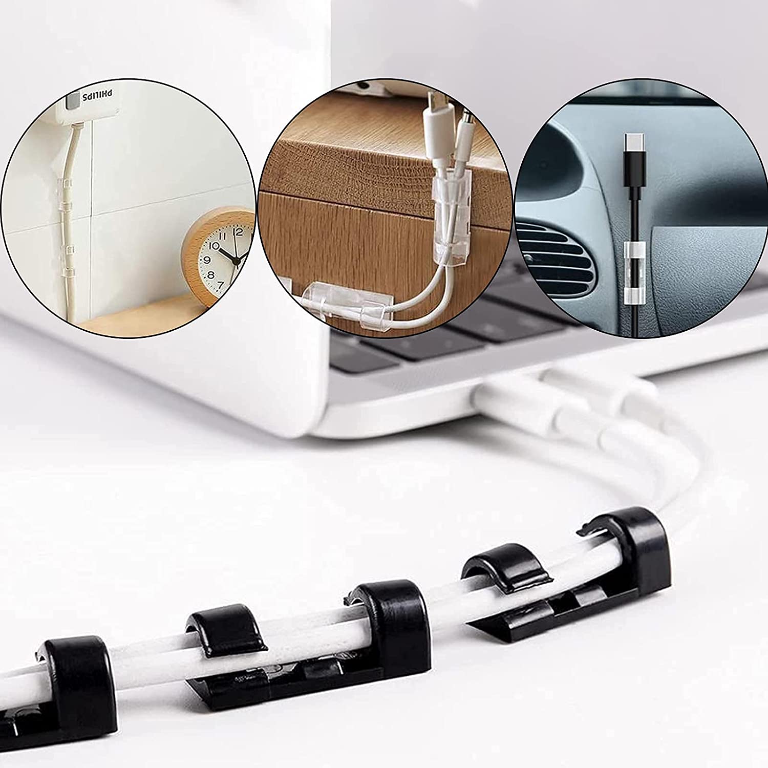 20Pcs Kabel Organizer Usb Kabelhaspel Desktop Netjes Kabelmanagement Clips Cord Houder Muur Draad Manager Data Line Organizer