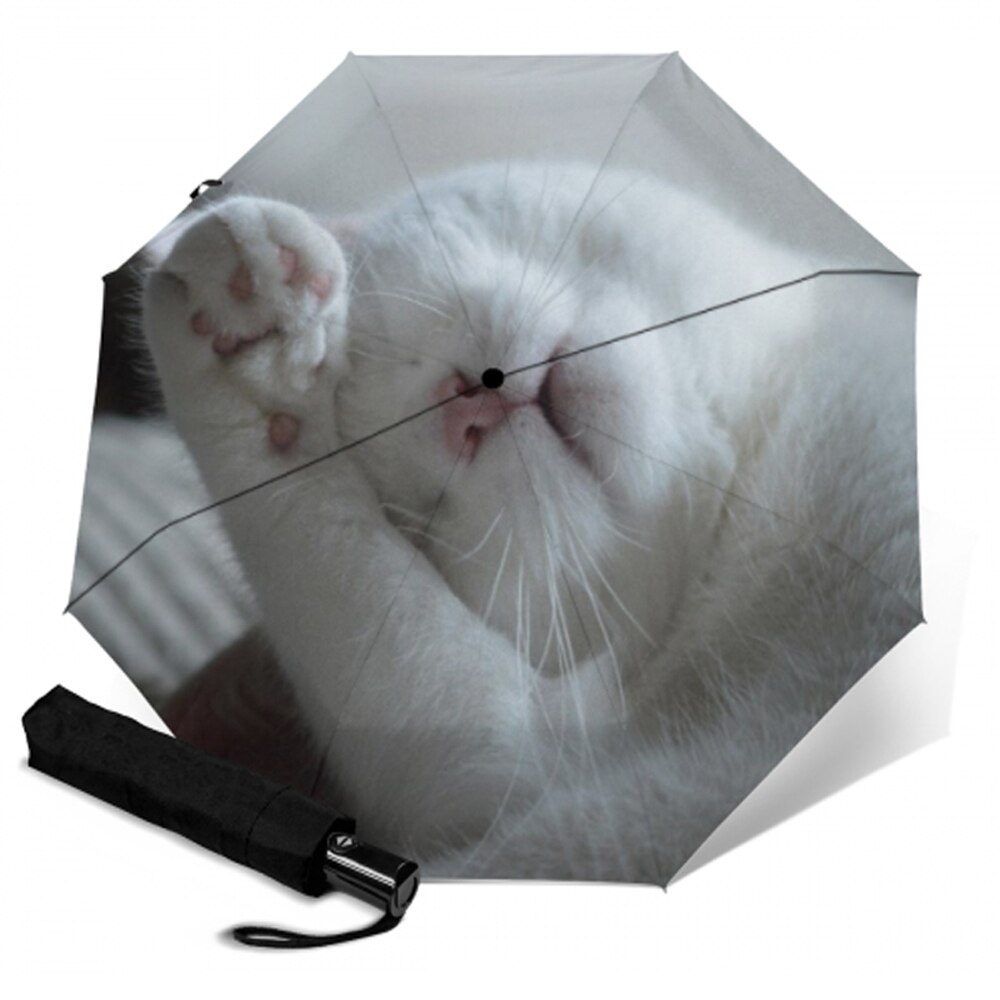 Paraguas de Sol de gato blanco para mujer, protector solar de gatito, 3 Paraguas plegables para niños, Parapluie de Anti-uv: YSA1532