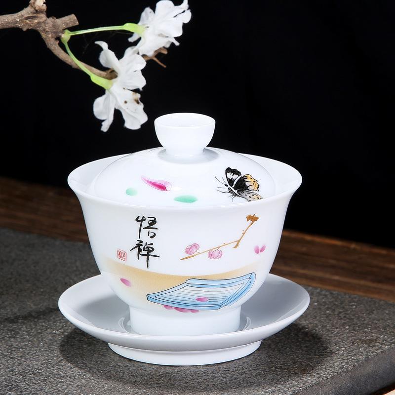 Chinese Tradition Gai Wan Tea Set Bone China Tea Sets Gaiwan Tea Porcelain Pot Set For Travel Ceramic Beautiful And Easy Kettle: 11