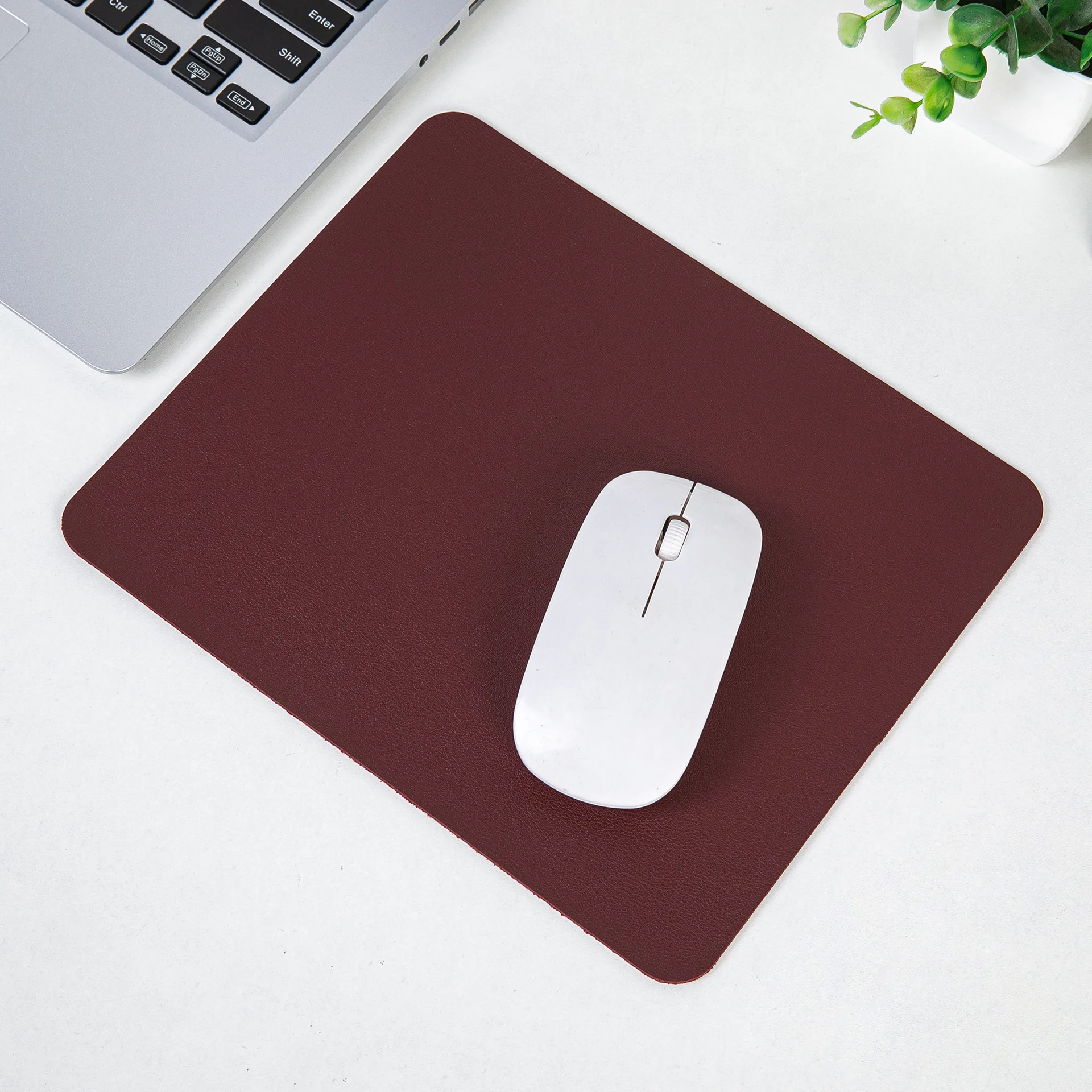 Simple Solid Color PU Leather Mouse Mat Anti-slip Waterproof 23*19cm Mouse Pad School Supplies Office Accessories Desk Set: Dark Grey