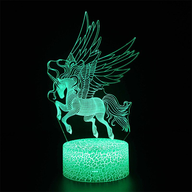 Linson 3D eenhoorn Led Licht eenhoorn Dier Lamp Led Nachtlampje USB Bureau Tafellamp Luminaria Home Decoratie Kinderen Speelgoed
