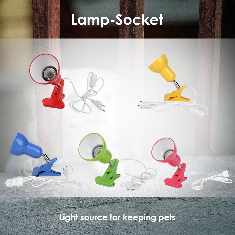 Durable Reptile E27 Lamp-socket Kit 360 Degree Rotation Heating Lamp Clip Cover Clip-on Bulb Light Holder	EU Plug