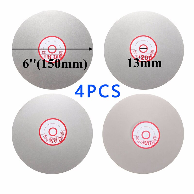 4 Stuks 6 &quot;Diamantslijperij Schijf 600/800/1200/3000 Grit Platte Lap Parallel Slijpschijf Lappen Slijpen disc Tool Polijsten Ronden
