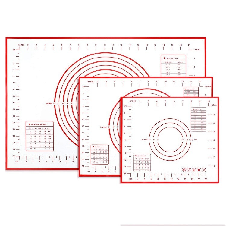 29*26CM Size Red Baking Mat Non_Stick Silicone Baking Mat Eco-Friendly With Measurements