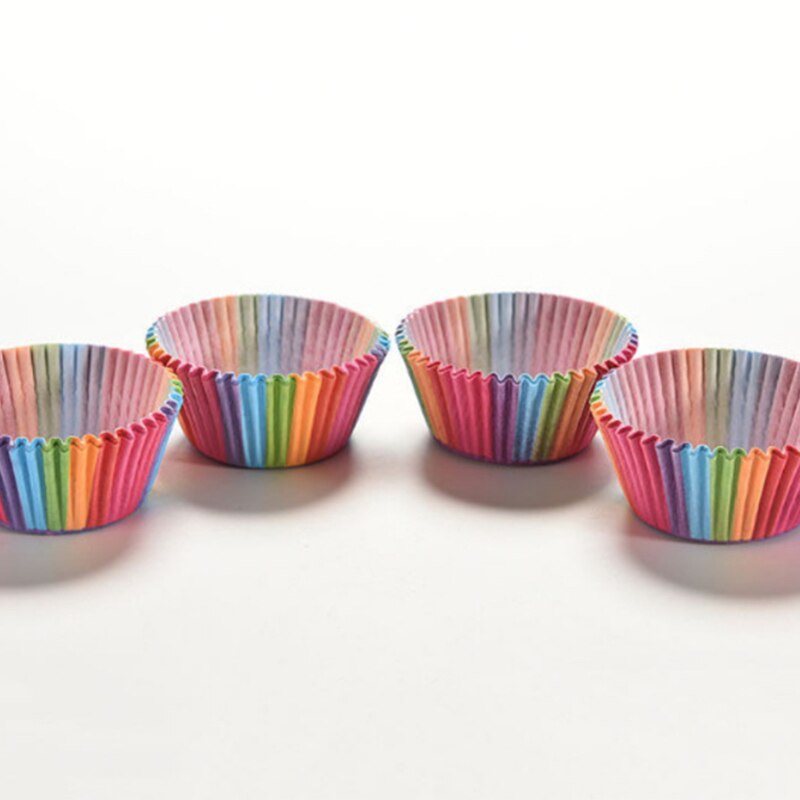 100Pcs Rainbow Kleur Vormpjes Cakevorm Cake Cup Papier Bakken Cup Cake Decorating Gereedschap Keuken Benodigdheden