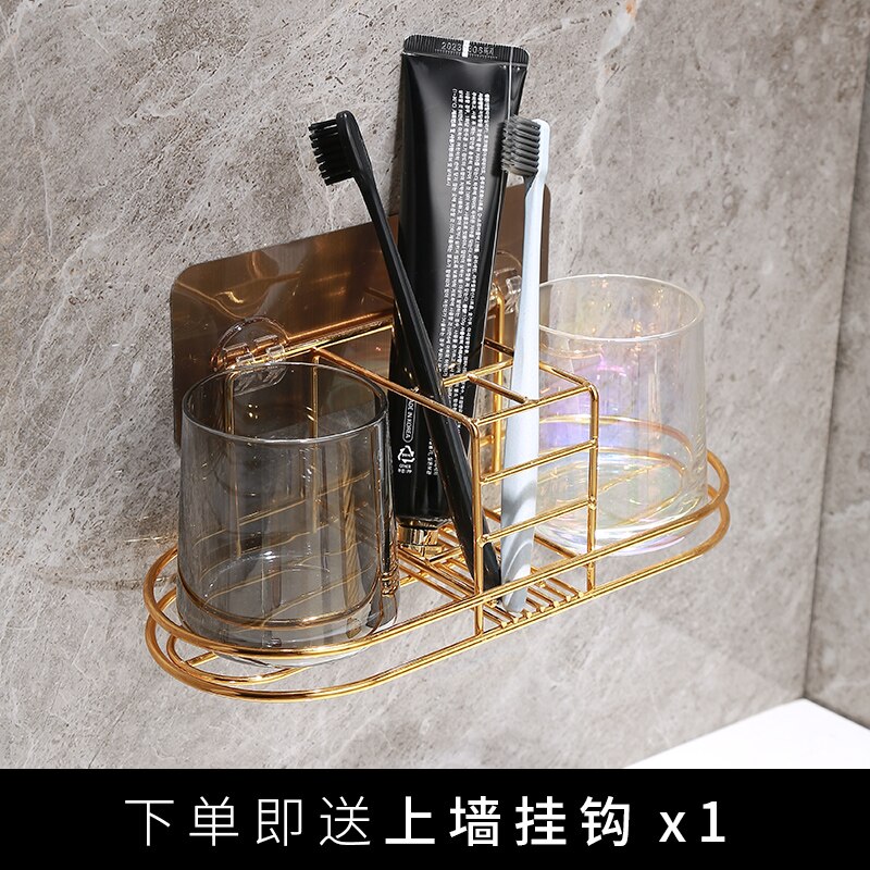 Whiskey Glass Mug Bathroom Tumbler Holders Wall Mount Tooth Brush Storage Rack Organizer Wall-mounted Free Punch Cup Holder: 3pcs-d