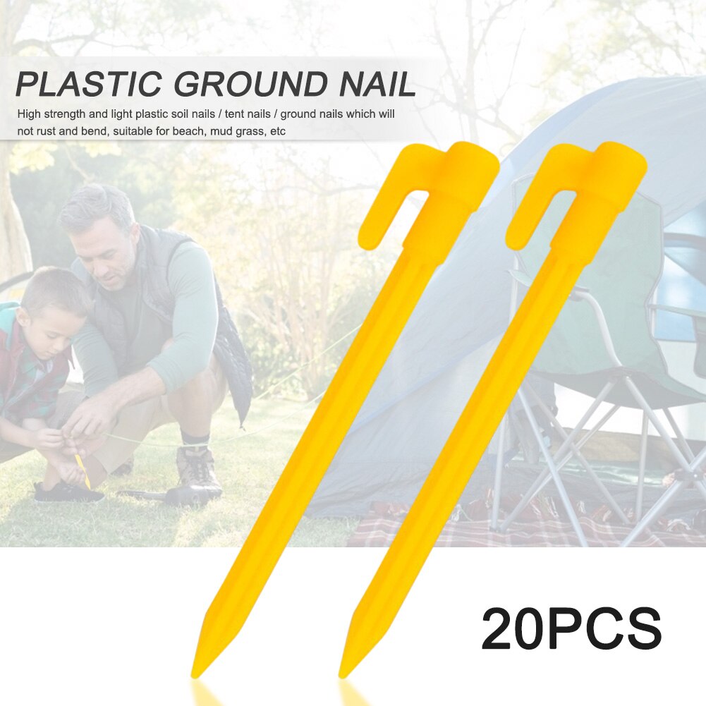 20 stück zeltzubehör ausrüstung heringe zeltnägel outdoor camping reise strandmatte boden kunststoff winddicht befestigungspfähle