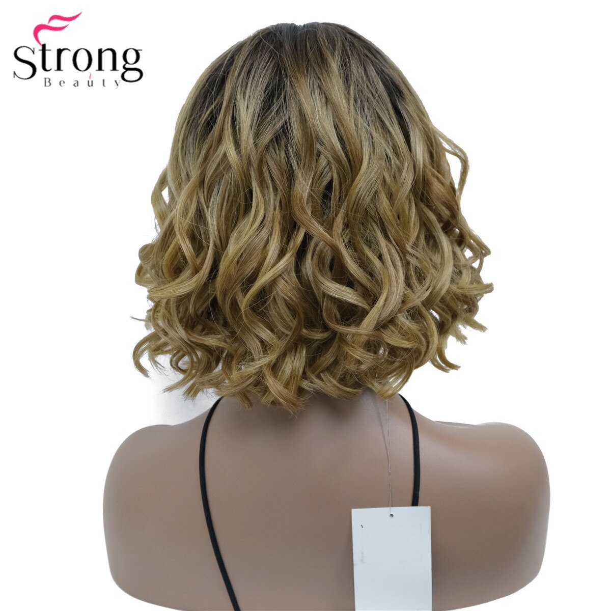 Strongbeauty Synthetische Lace Pruik Haar Zwarte Wortel Ombre Hair Medium Krullend Natuurlijke Pruiken Voor Vrouwen