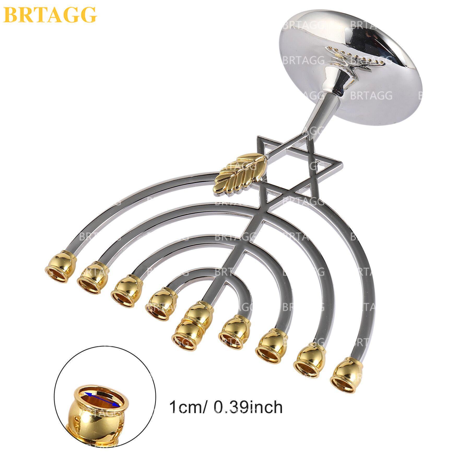 Brtagg hanukkah menorah silverpläterad fullstora icke -smutsiga - judiska 9 grenar ljusstakar