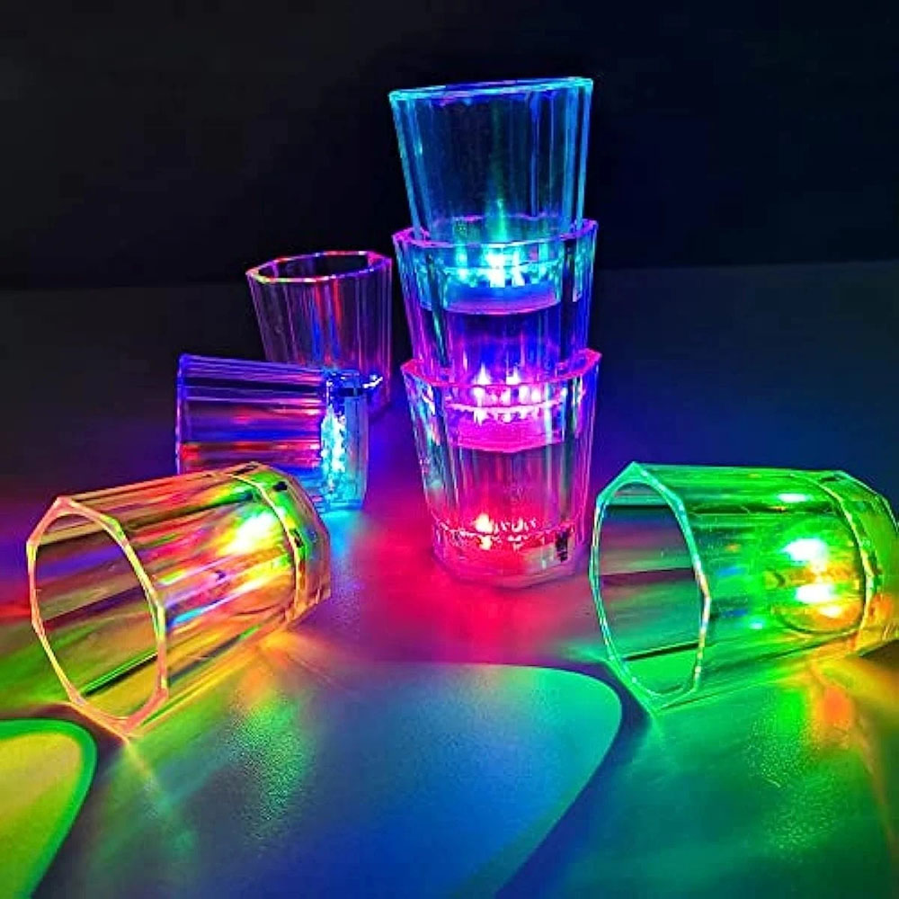 24 pçs led copo brilhante iluminar copo de tiro led flash beber óculos iluminar óculos de tiro festa brilho no escuro favores de festa