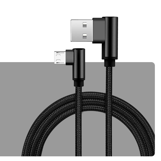 EECPT 3A Micro USB Charger Kabel 90 Graden Opladen Data Draad Microusb Telefoon Kabel voor Android Samsung S7 S6 Xiaomi honor Cord: Black