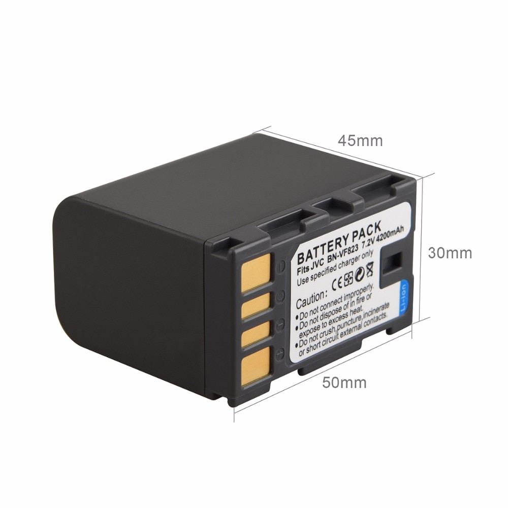 Batería recargable para cámara JVC BN-VF823 VF808 VF815 BN-VF823U, 4200mAh, 7,2 V, GZ-HD7, 1 unidad,