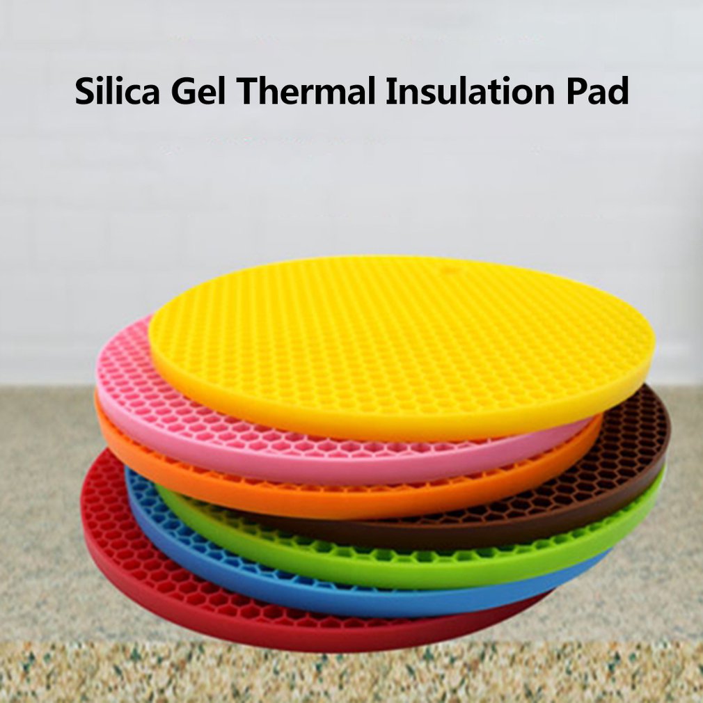 Multi-use Round Silicone Non-slip Heat Resistant Mat Hang Tableware Coaster Cushion Placemat Pot Holder