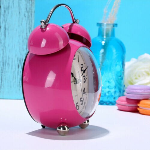 3inch Twin Bell Loud Nightlight Non Ticking Bedside Decor Desk Alarm Clocks