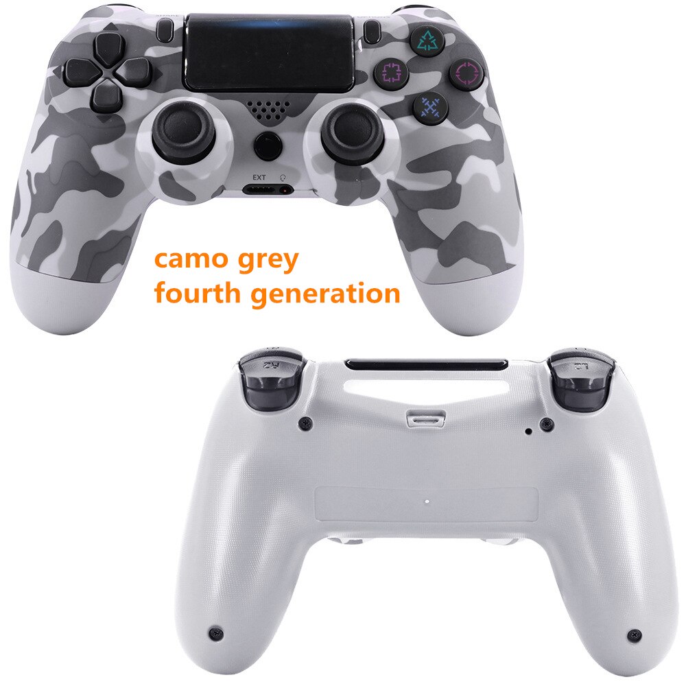 Mando de juego inalámbrico con Bluetooth para PS4, mando con doble vibración estilo PS5 para PC y Android,: PS4 Camo Grey