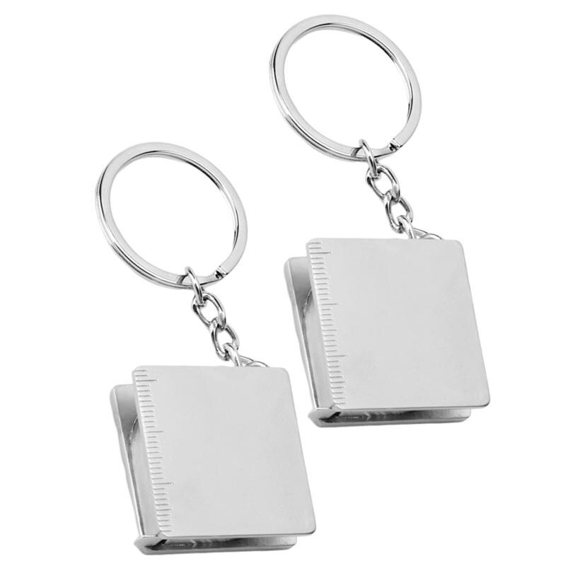 2Pcs 1M Small Retractable Tape Measure Pendant Portable Square High Precision Tape Measure with Key Ring