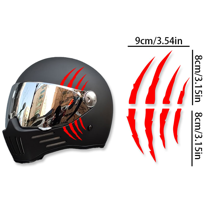 Pegatinas para casco de motocicleta, calcomanías creativas de vinilo con arañazos de garra de monstruo, impermeables, bricolaje, tanque de combustible de motocicleta, decoración corporal para Scooter: Rojo