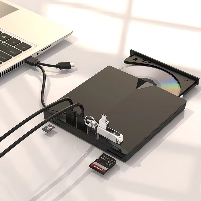 USB 3.0 7-in-1 Type-C TF SD External CD DVD RW Optical Drive DVD Burner Reader Player Tray Type for Windows 7/8/10 Desktop