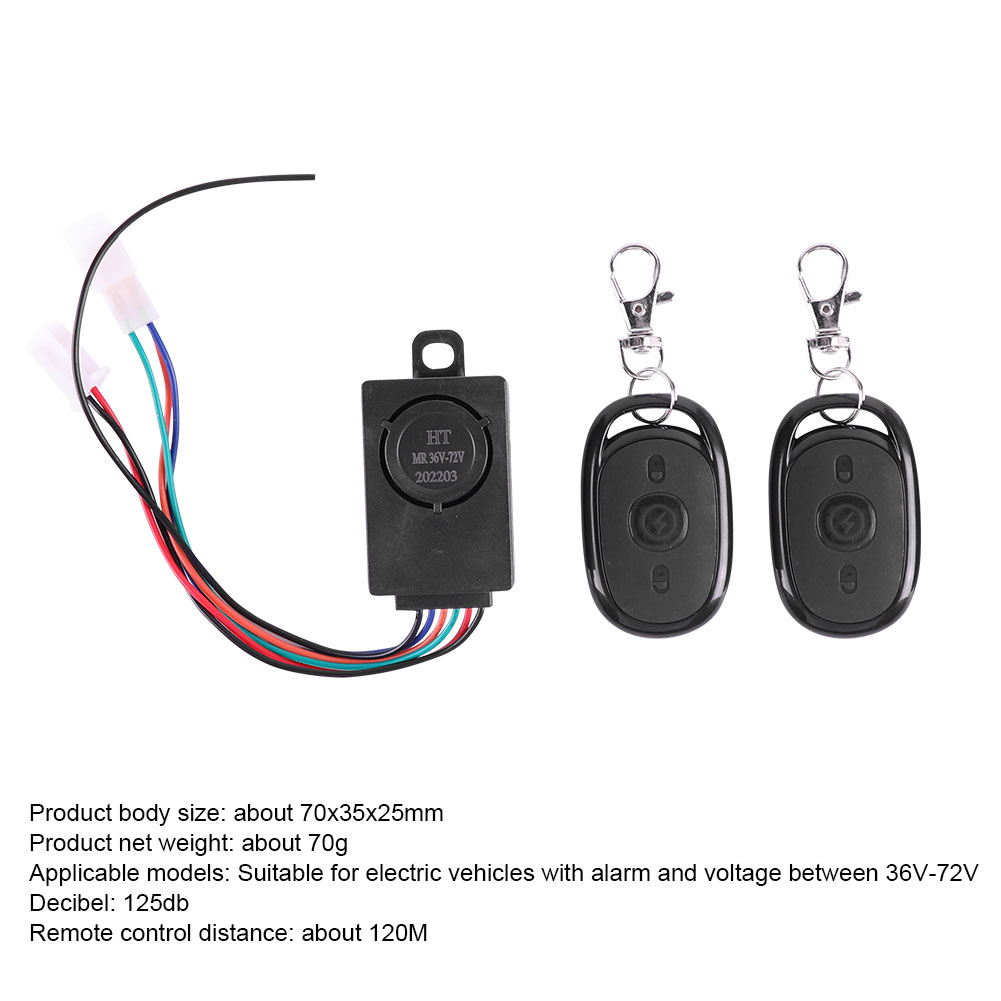 E-Bike-Alarmsystem, 36–72 V, 125 dB, Diebstahlschutz für Elektroroller, Fahrrad, Sicherheit, Anti-Verlust-Fernbedienung, Detektor, Alarm, 1–3 Set