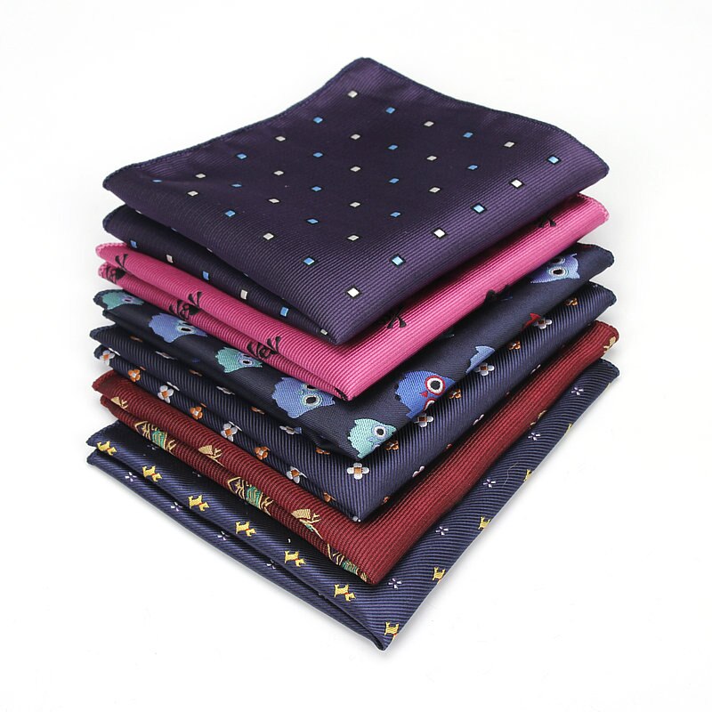 KR1328 Men's Polyester Silk Handkerchiefs Pocket Squares Mixed Patterns Jacquard for Suits Jackets Wedding Party Business