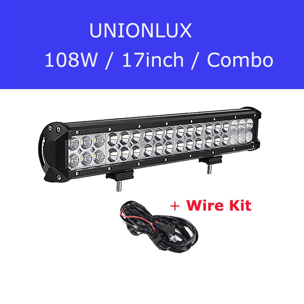 18W 36W 72W 126W LED Work Light Bar Combo Off road 4" 12" 17" 20inch LED Bar for Truck Tractor ATV SUV 4X4 4WD Fog Driving Lamp: 17in 108W Wire