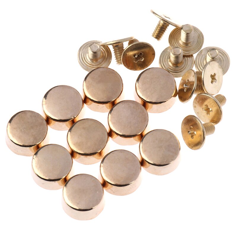 10sets Wear Protection Bag Bottom Studs Rivets DIY Leather Buttons Screw For Bags Hardware Belt Accessories For Bag Feet Screw: Gold