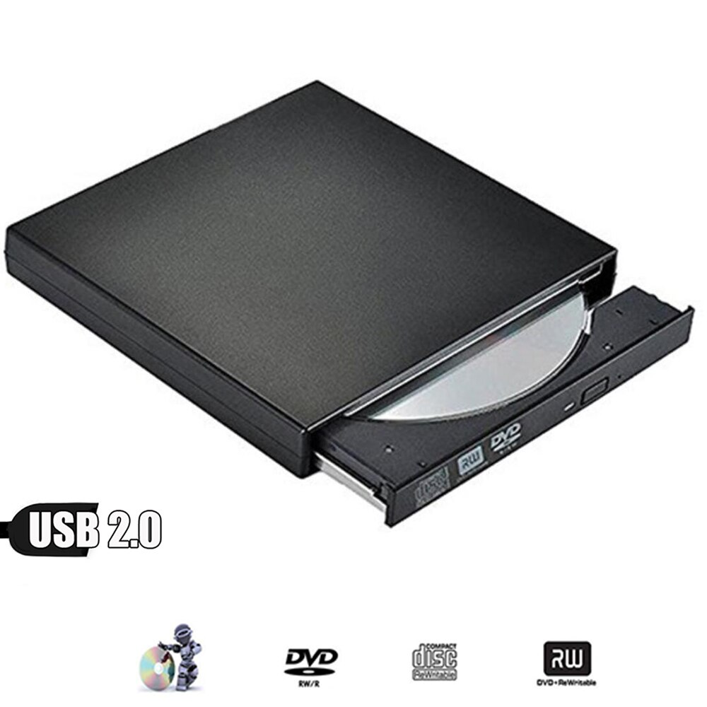 Portable USB External DVD RW Burner Optical Drive For Asus HP ACER DELL Desktop Laptop External Win XP/7/8/10 Netbook Black