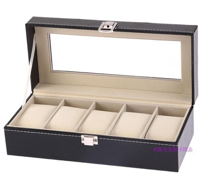 12-slots PU-leer afsluitbare horloge-opbergdoos-organizer