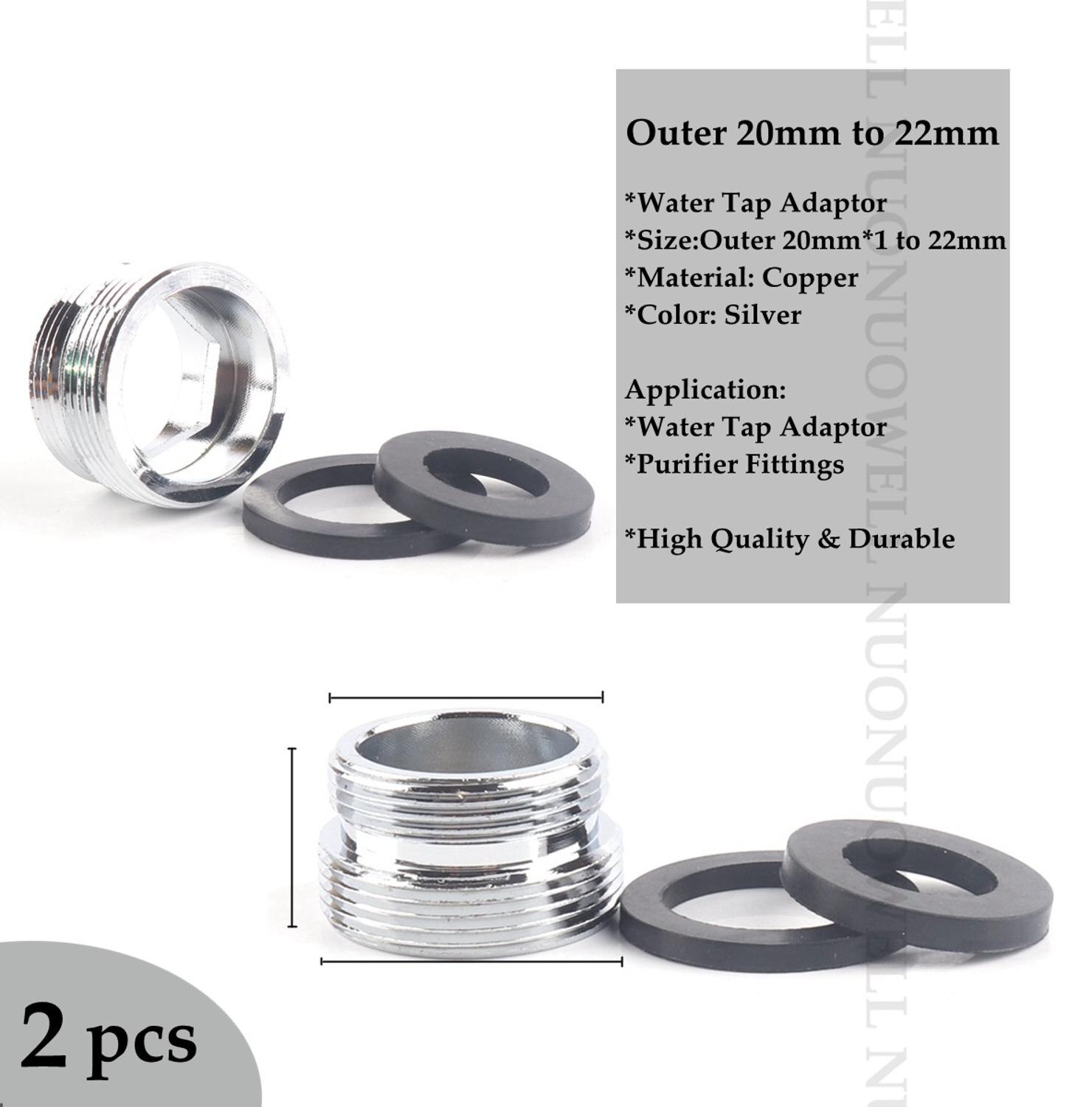 2pcs M22 Copper Kitchen Faucet Aerator Water Tap Adaptor Purifier Fittings Replacement Accessories Male Female Pipe Fittings: M20x1-M22