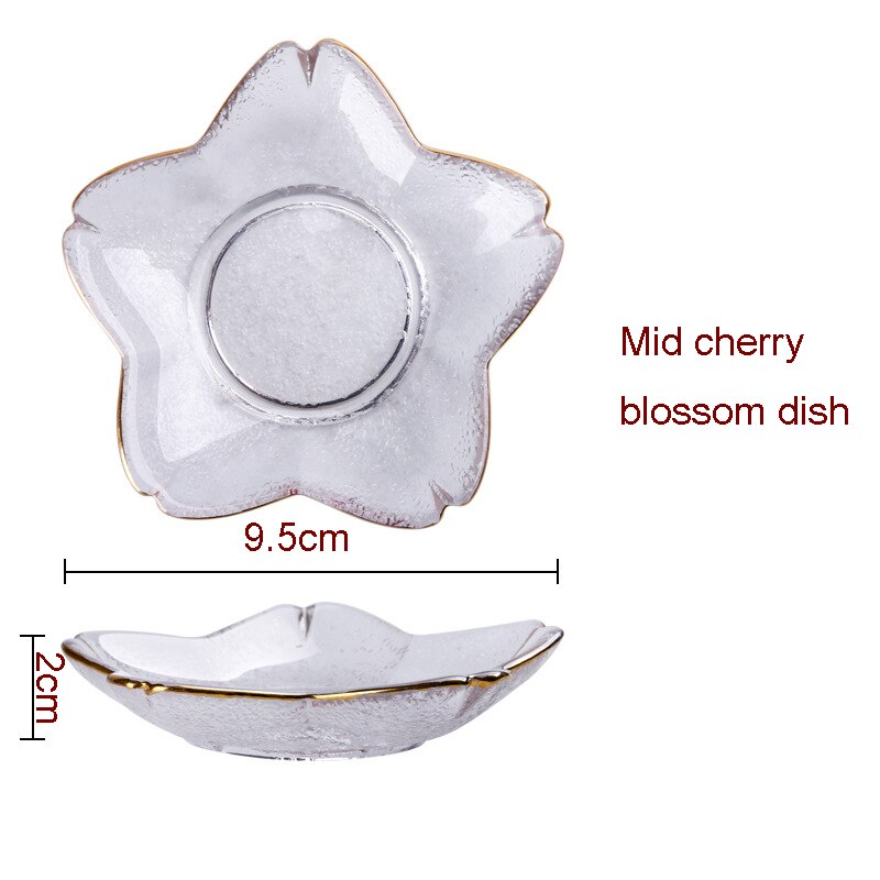Japanese Style Cherry Blossom Dish Handmade Transparent Glass Snack Dip Bowl Matte Phnom Penh Dish Household Tableware: M cherry blossom