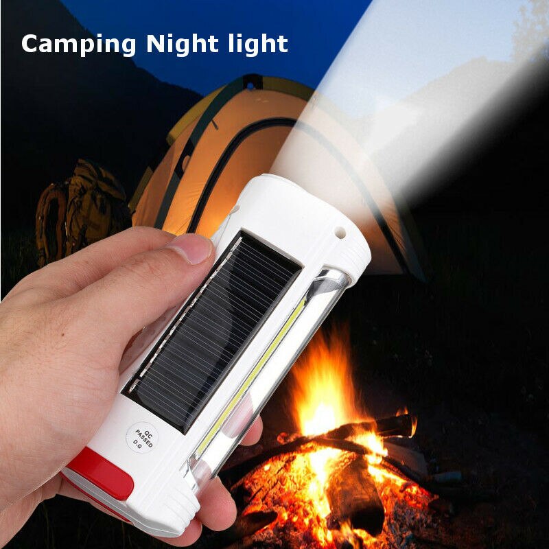 Solar Power/USB Flashlight Rechargeable Outdoor Portable LED Flashlight Camping Hiking Light Lantern Lamp