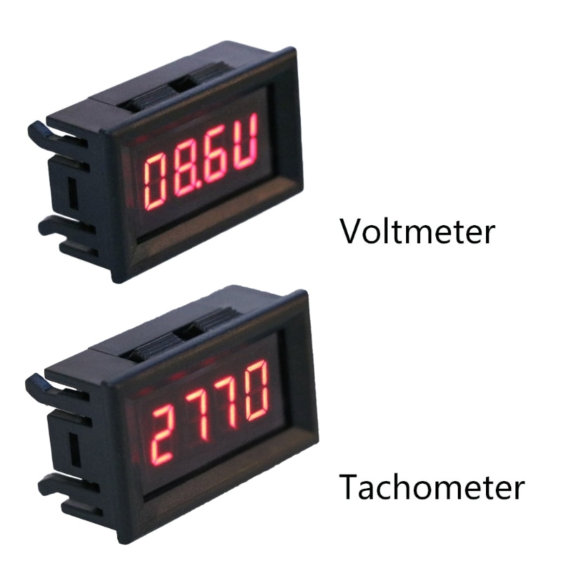 2 in 1 led omdrejningstæller digital omdrejningstal voltmeter til automatisk motor rotationshastighed