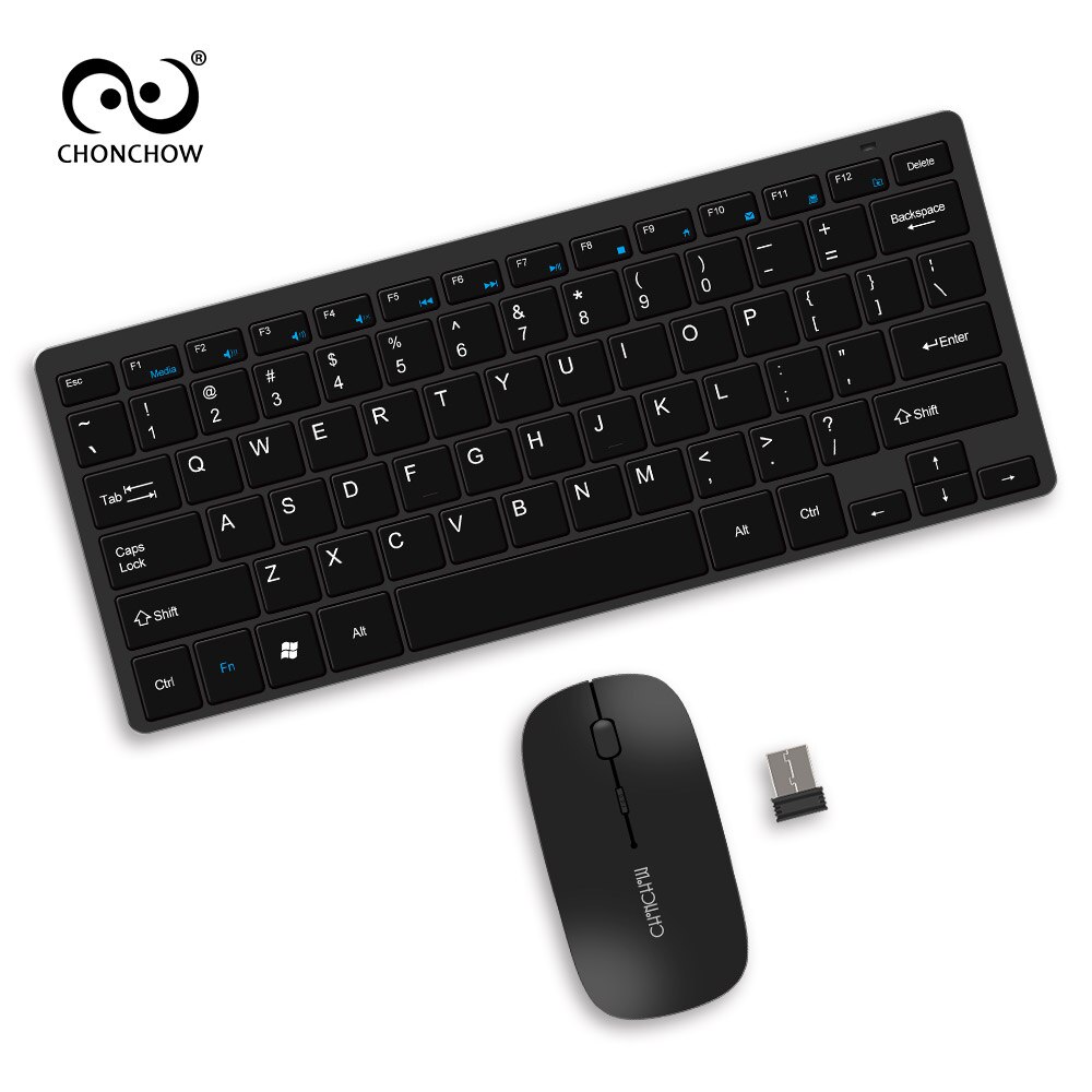 Wireless Keyboard and Mouse Combo 2.4 GHz Wireless Mouse Multimedia Keys for PC Windows XP /7/8/10 Android Smart TV Box: English Layout