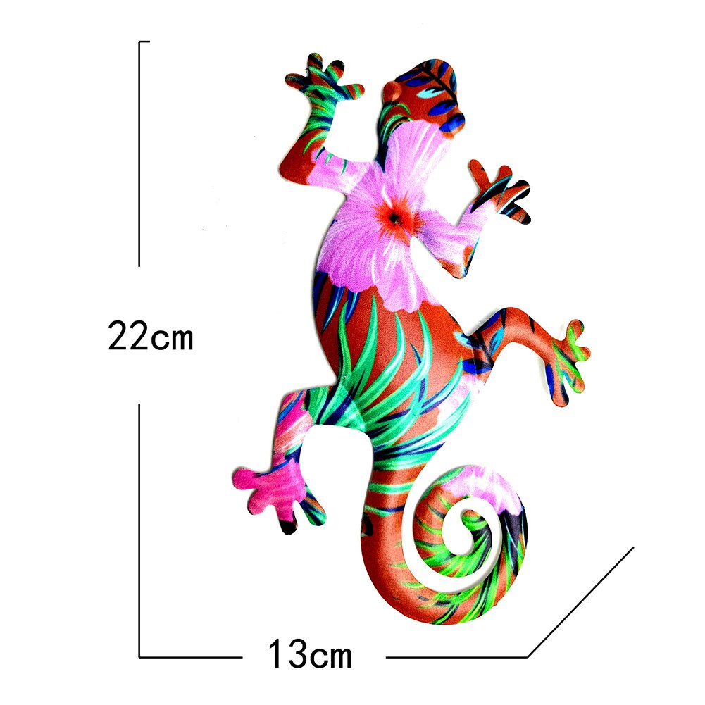 Gecko – décoration d&#39;extérieur en fer, Sculpture de lézard en métal suspendu pour Patio, décorations d&#39;extérieur en métal pour clôture murale de Patio: E