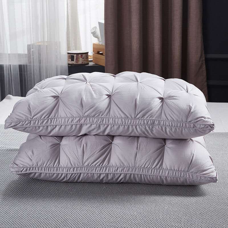 100% Cotton Hotel Pillowcase, Three-dimensional Sleeping Pillow, Soft and Comfortable Neck Pillow, 1 Standard Bedding Pillows: silver / 48X74  Middle pillow