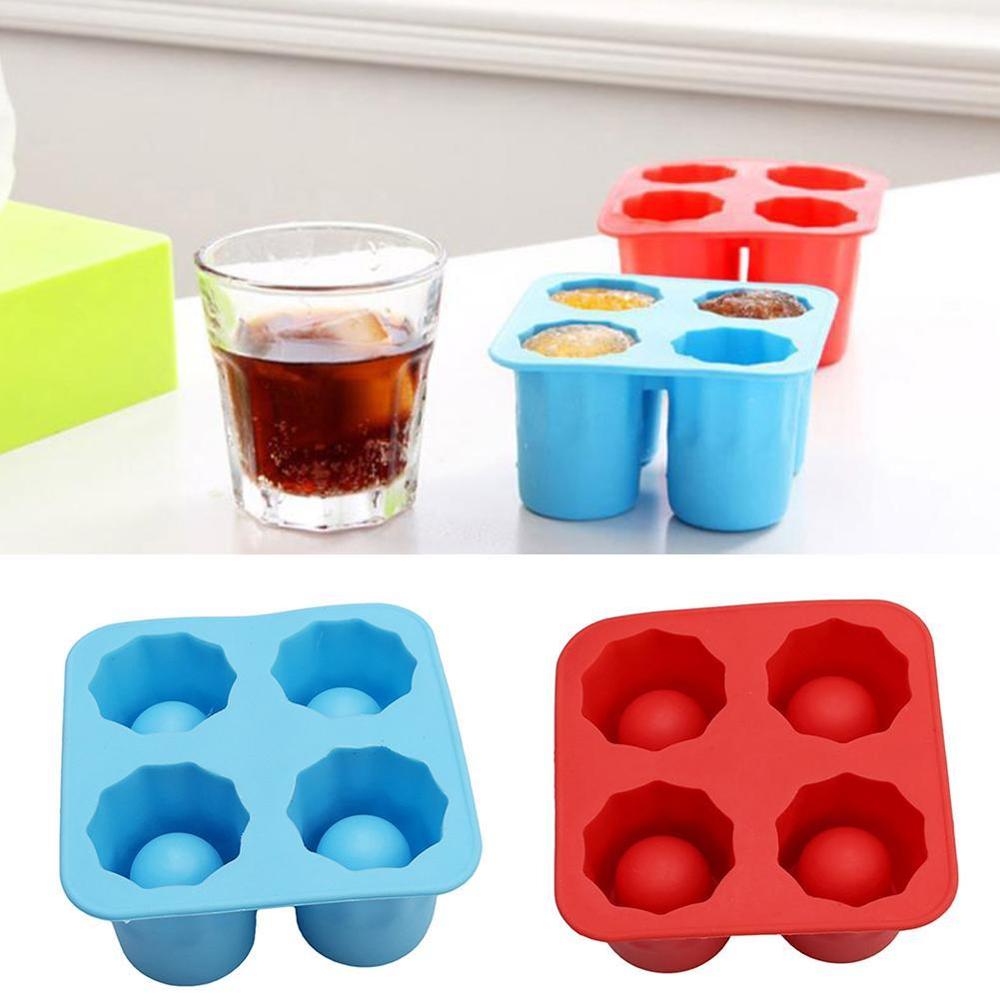 4 tasses forme Silicone moule à glaçons tireurs tir verre glace moule bac à glaçons été barre fête bière glace boisson outil accessoires