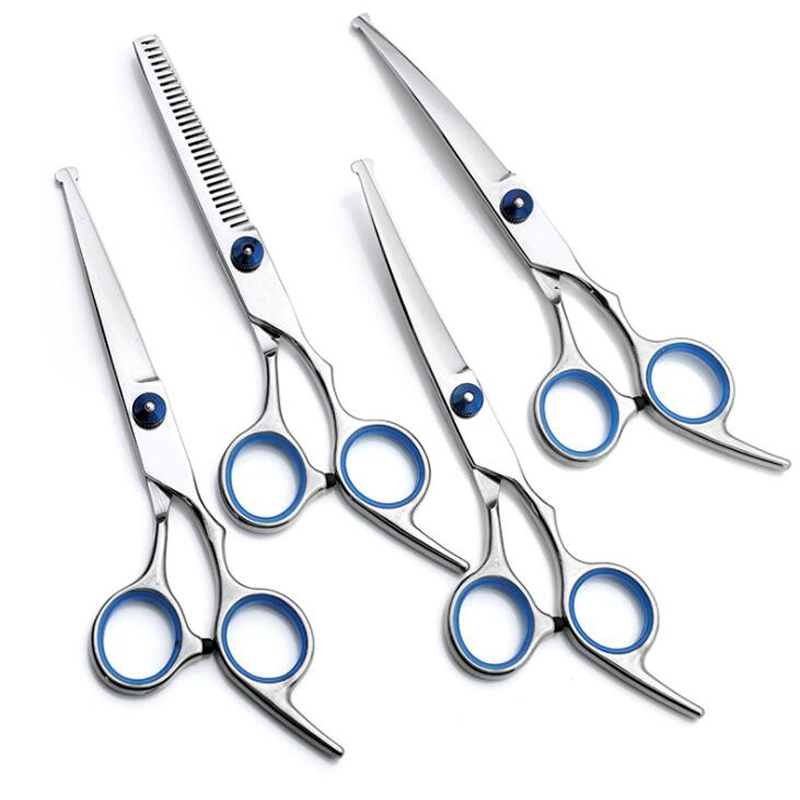 Safe Scissors Fish Mouth Blue Pet Scissor For Dogs Cats Grooming Hairdressing Tools 6 Inch Straight Cut Tooth Scissor